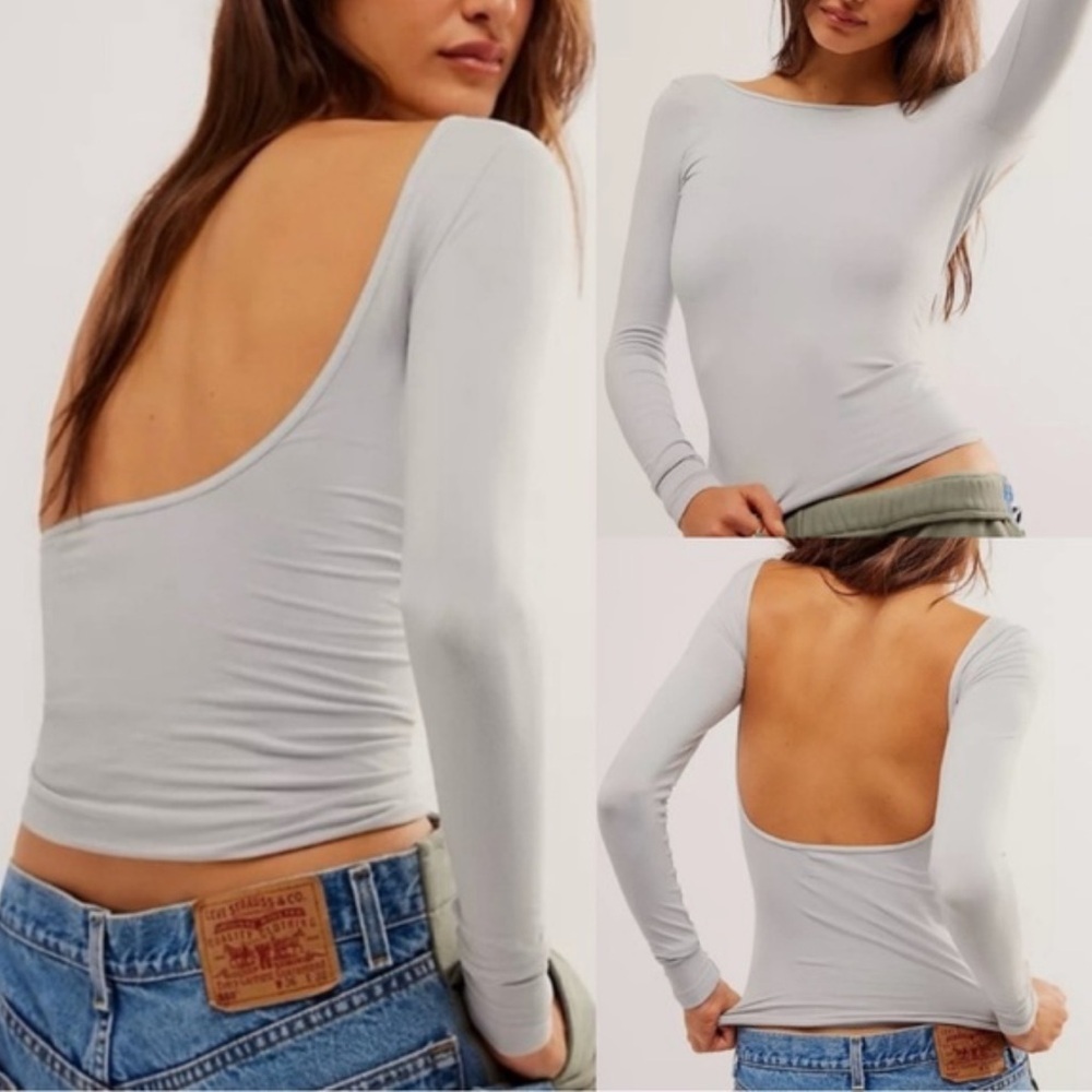 NWT Free People Low Back Seamless Long Sleeve Top M/L